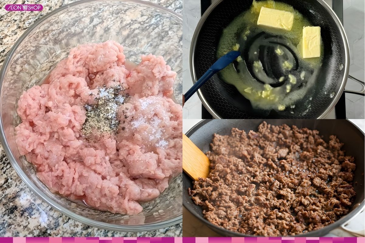 Ướp và xào thịt bò băm