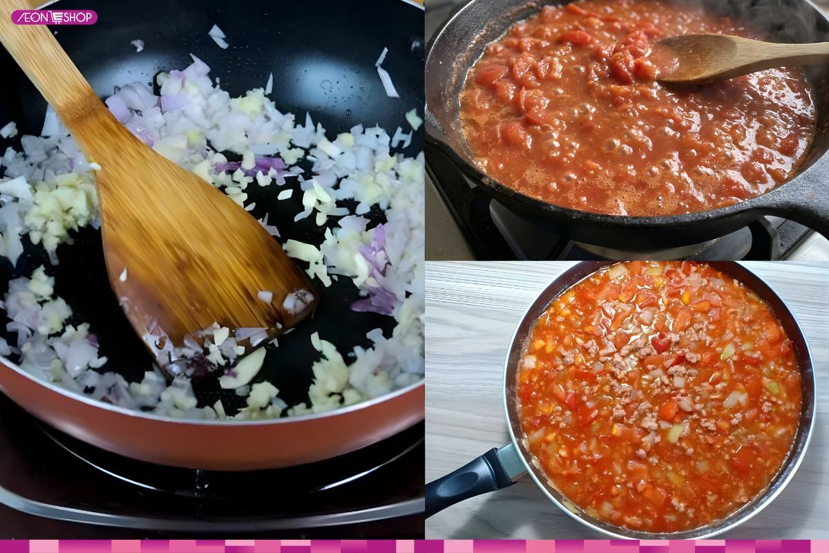 Các bước làm nước sốt mì Ý bò bằm tại nhà