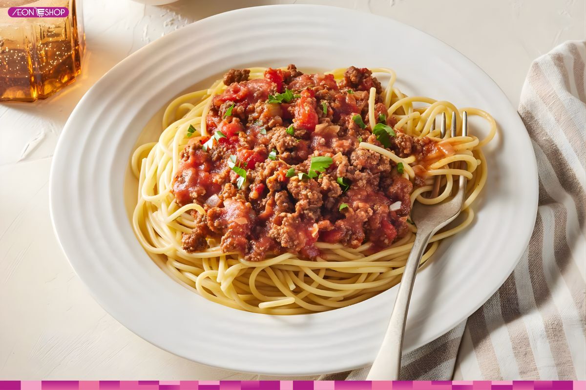 Thành phẩm món mì Ý sốt bò bằm