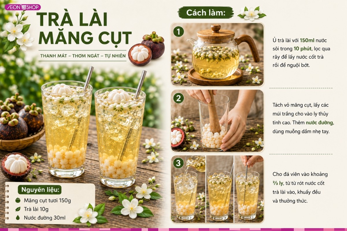 Cách làm trà lài măng cụt chi tiết