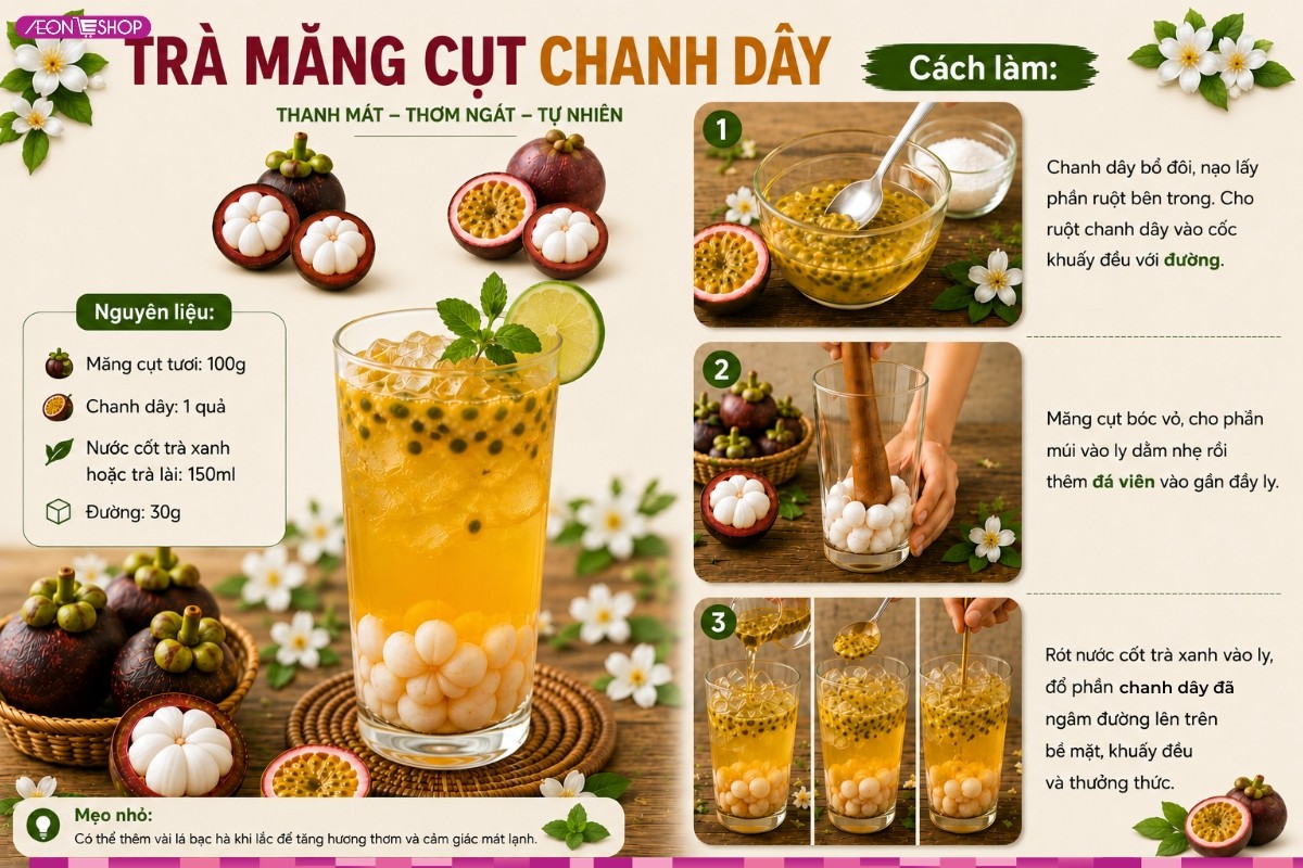 Công thức làm trà măng cụt chanh dây