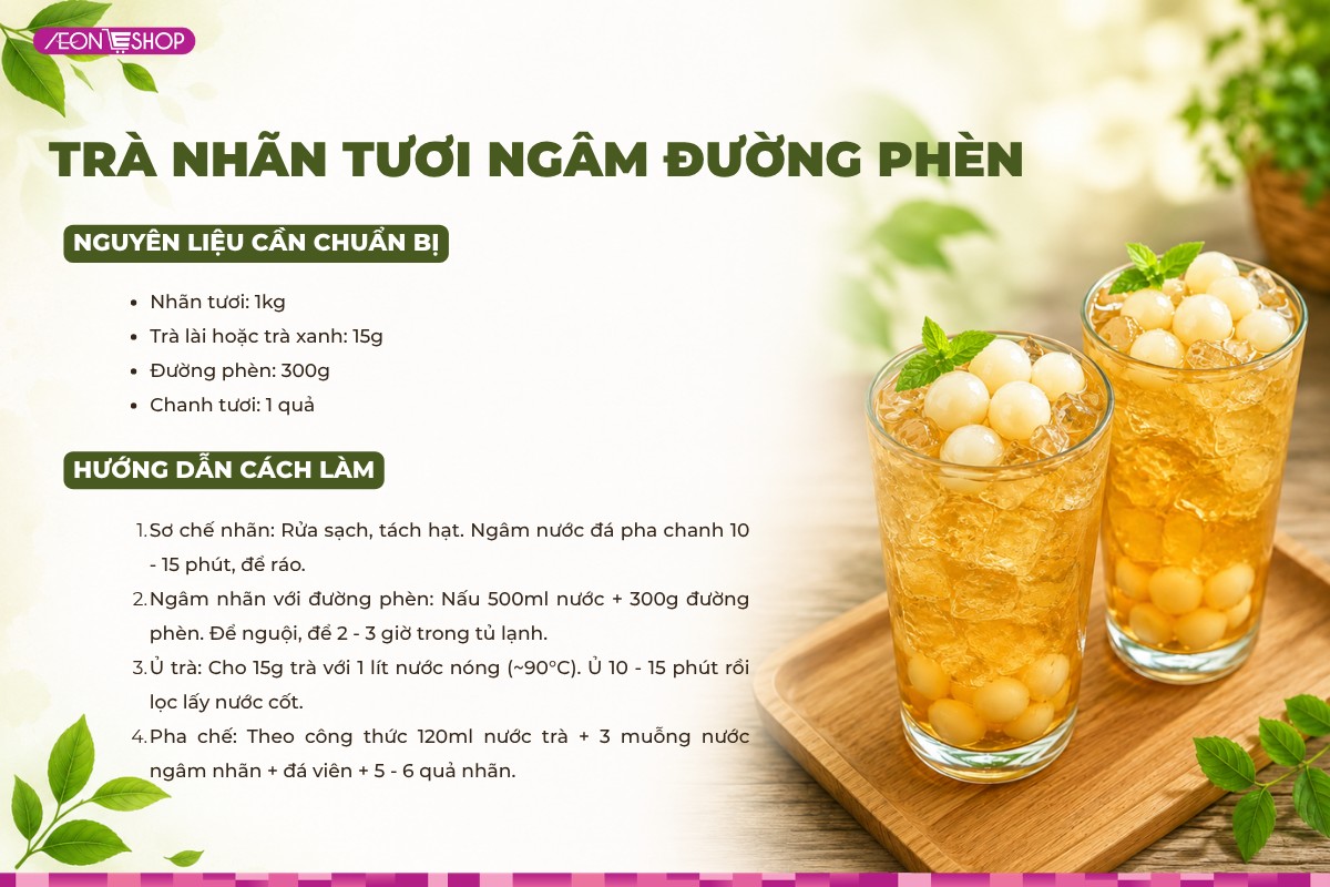 Cách làm trà nhãn tươi ngọt thanh đơn giản