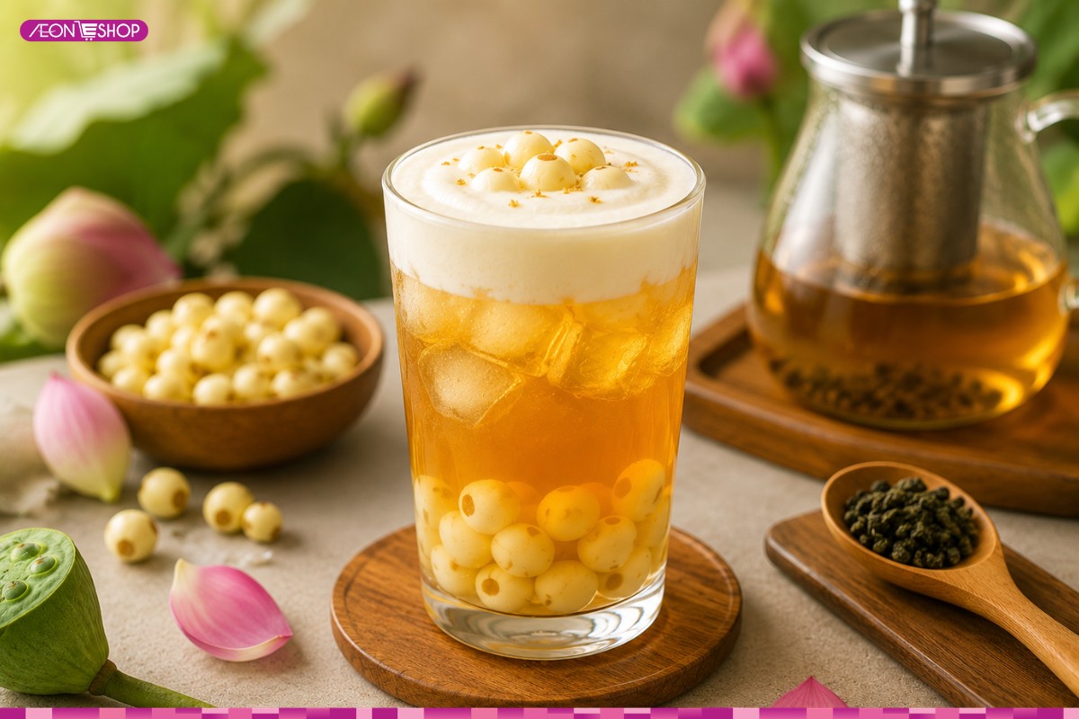 ly trà sen vàng thành phẩm