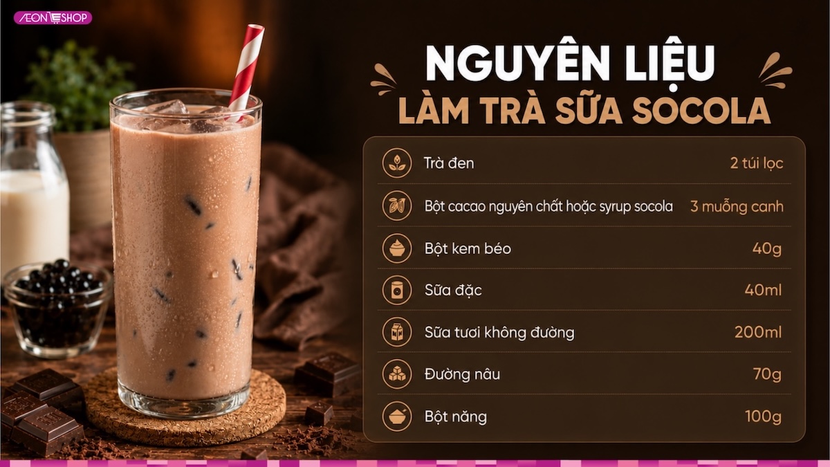 Nguyên liệu dùng để làm trà sữa socola