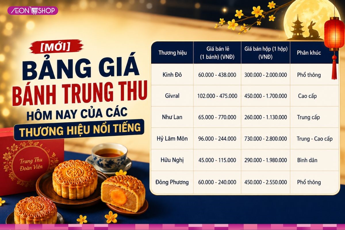 [MỚI] Bảng giá bánh trung thu hôm nay của các thương hiệu nổi tiếng