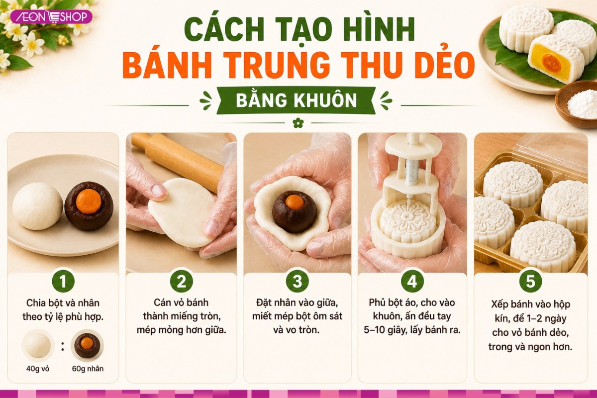 Cách tạo hình bánh trung thu bằng khuôn đẹp mắt