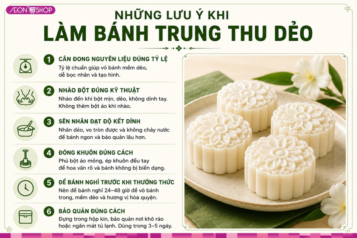 Những lưu ý khi làm bánh trung thu dẻo chuẩn vị và đẹp mắt
