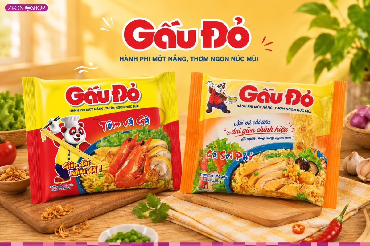 Thương hiệu mì tôm ăn liền Gấu Đỏ