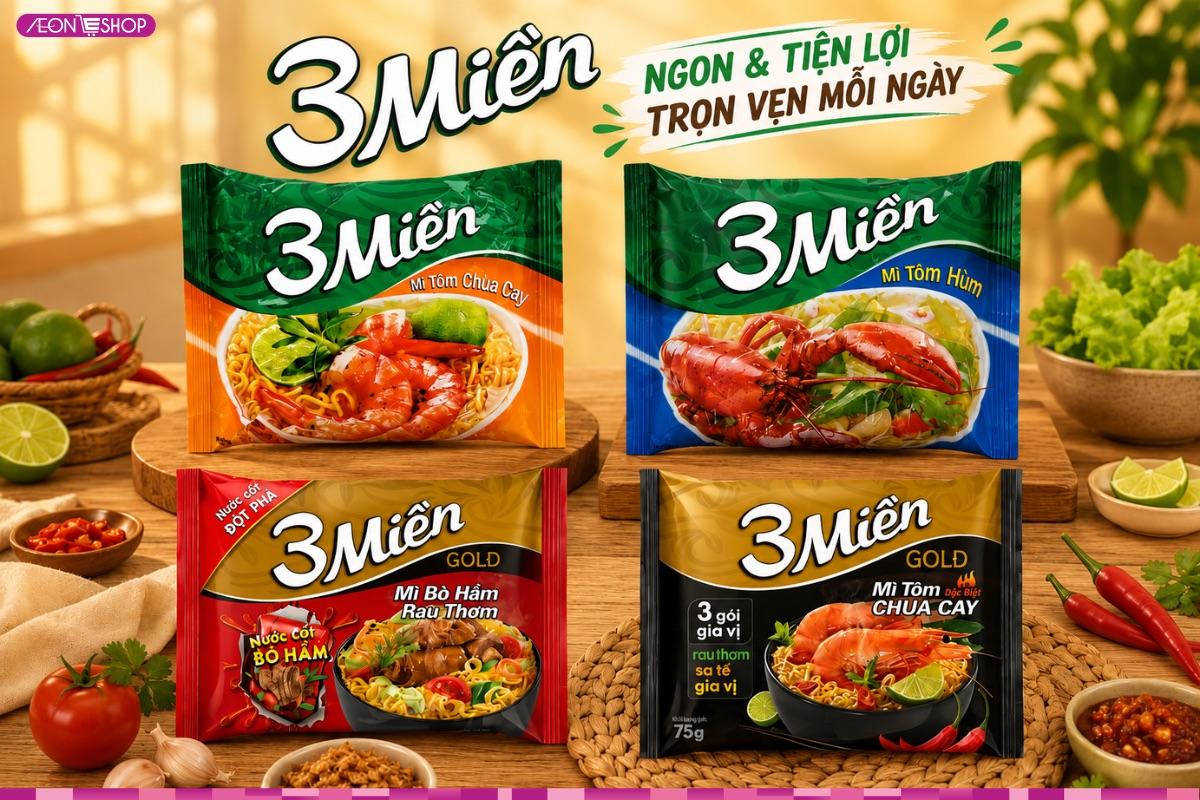 Thương hiệu mì tôm 3 Miền