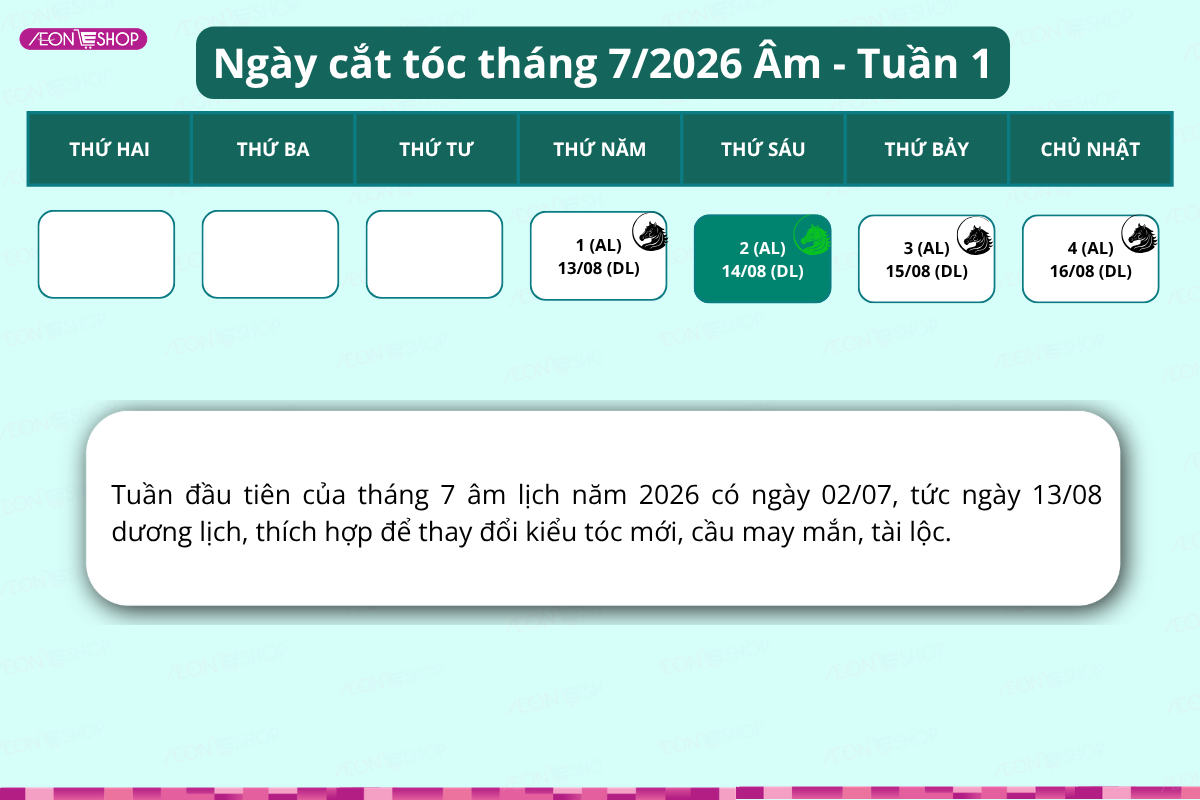 Lịch cắt tóc tháng 7 tuần 1