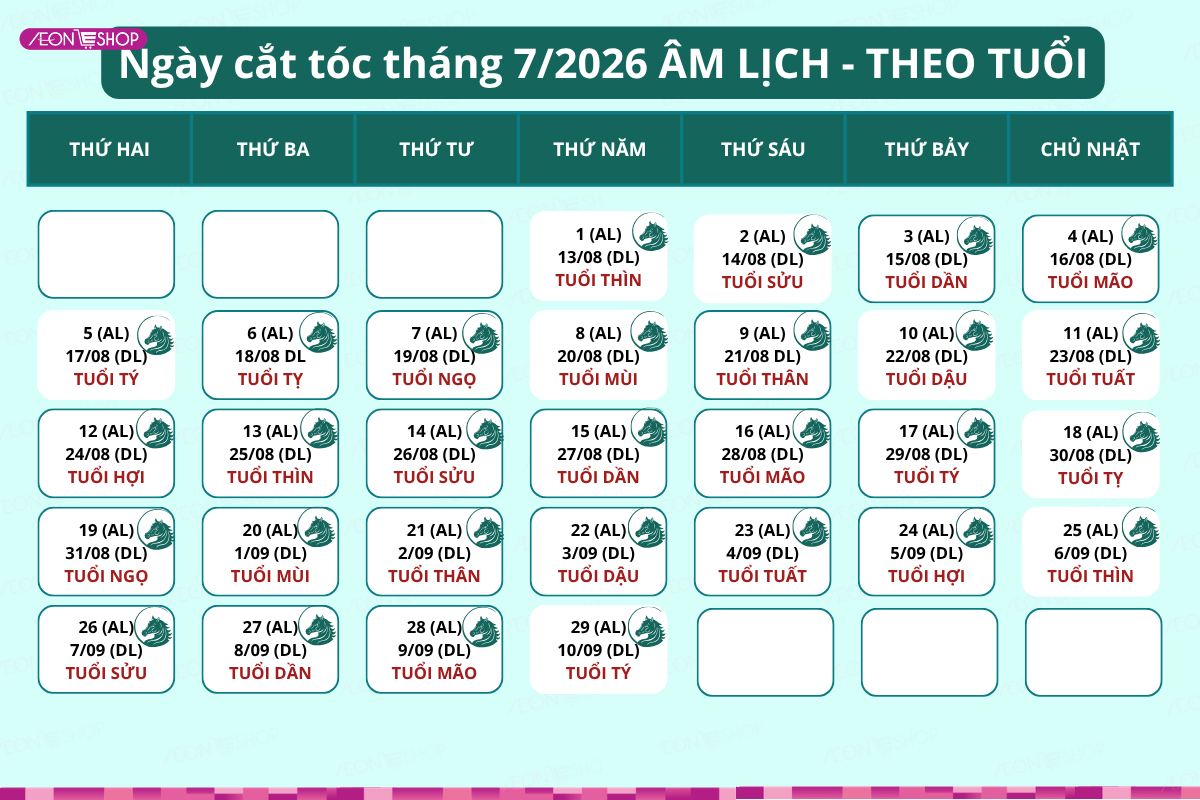 Ngày đẹp cắt tóc tháng 7 âm lịch theo tuổi