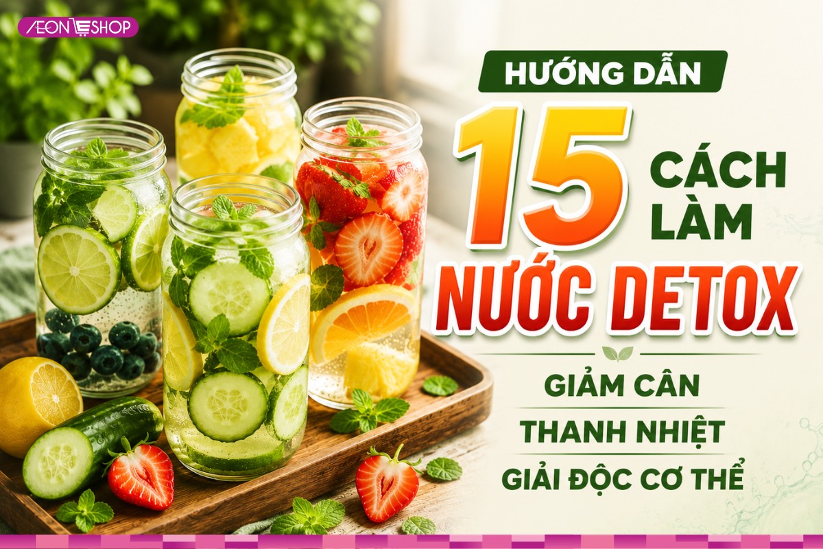 Hướng dẫn 15 cách làm nước detox giảm cân, thanh nhiệt, giải độc cơ thể