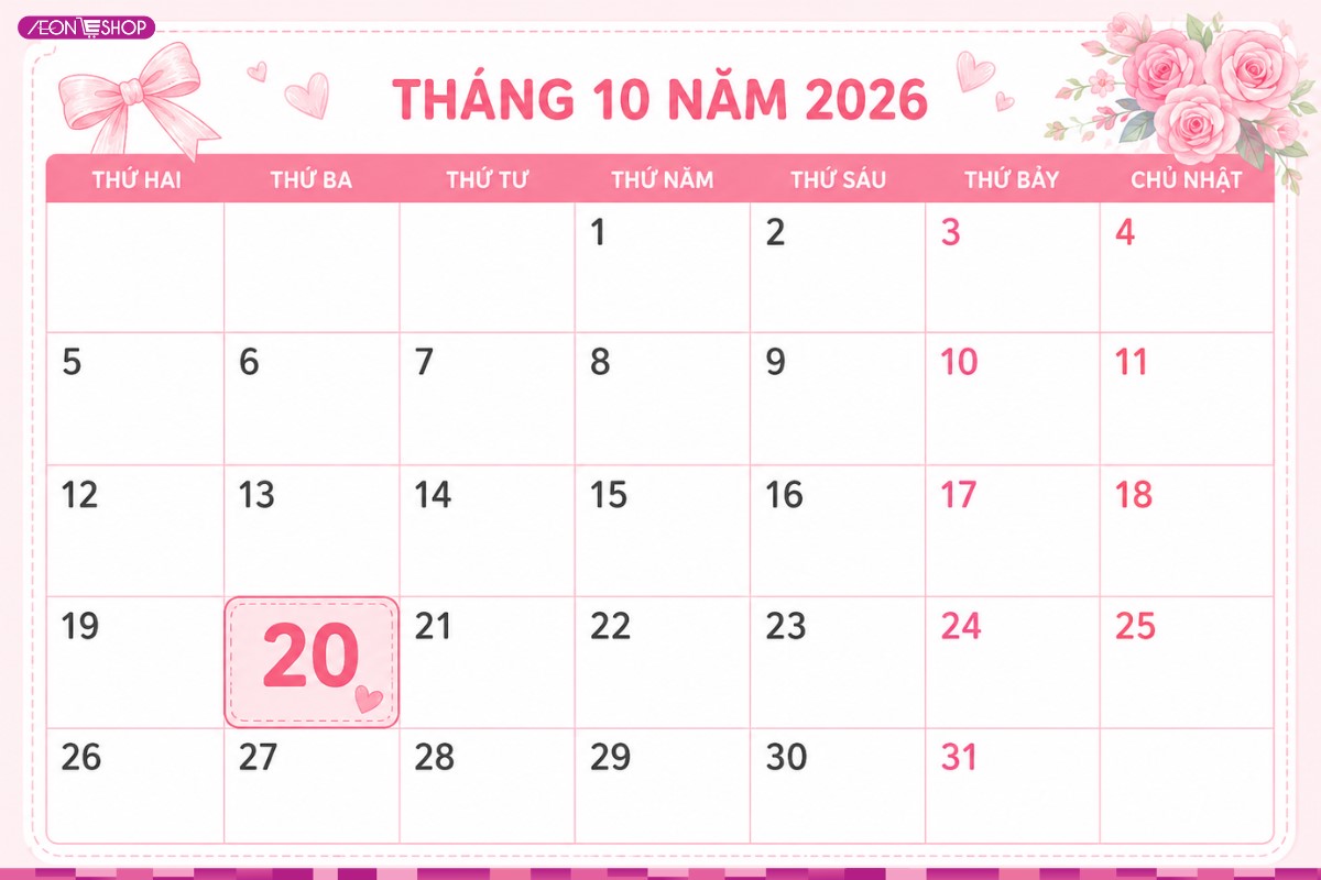 Ngày 20/10 năm 2026 là thứ mấy