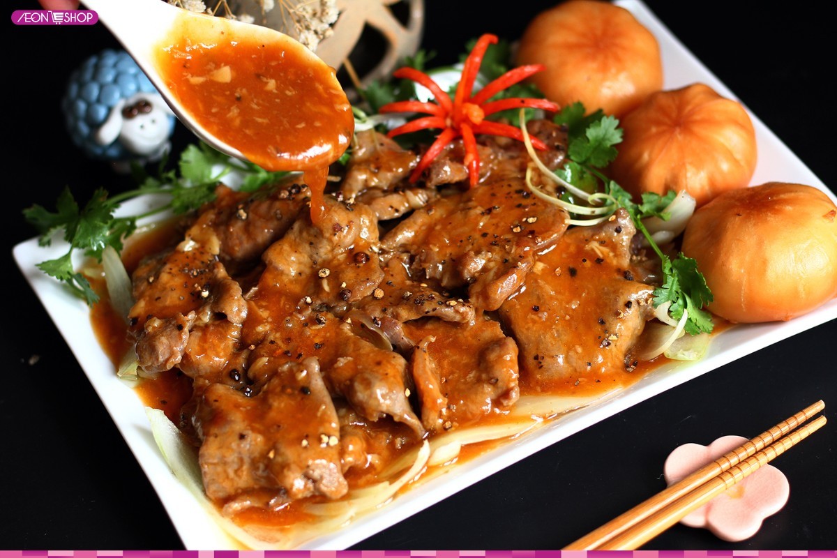 Ba chỉ bò sốt tiêu đen đậm vị