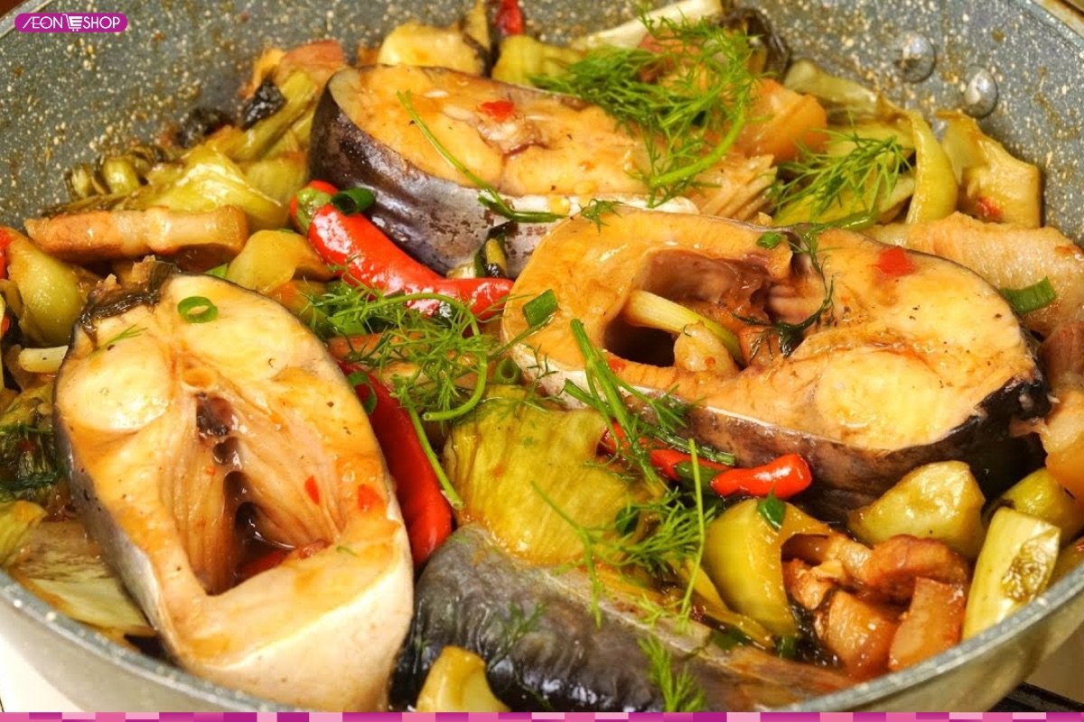 Món cá bớp kho dưa cải ngon đậm đà, siêu đưa cơm