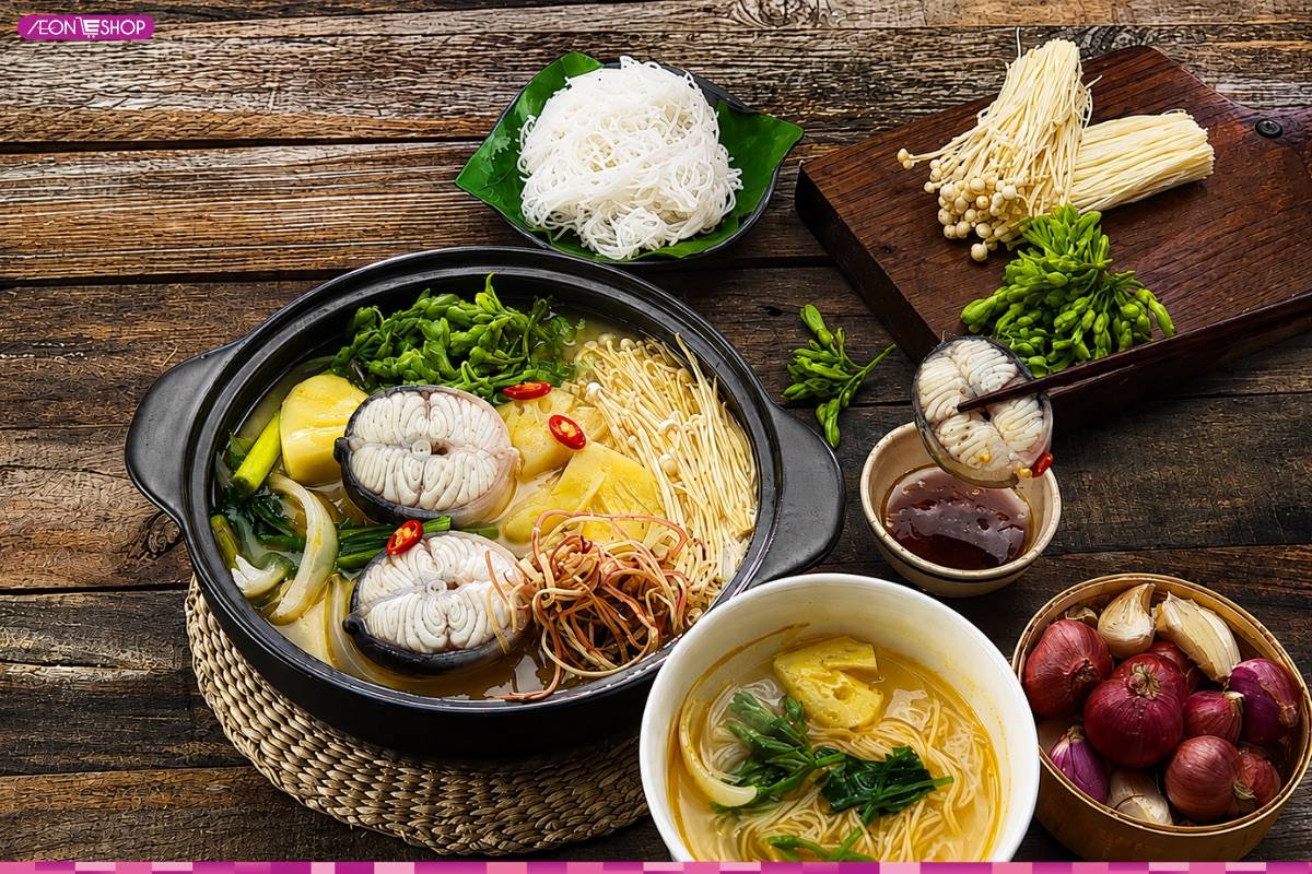 Món lẩu cá chình thơm ngon, nóng hổi