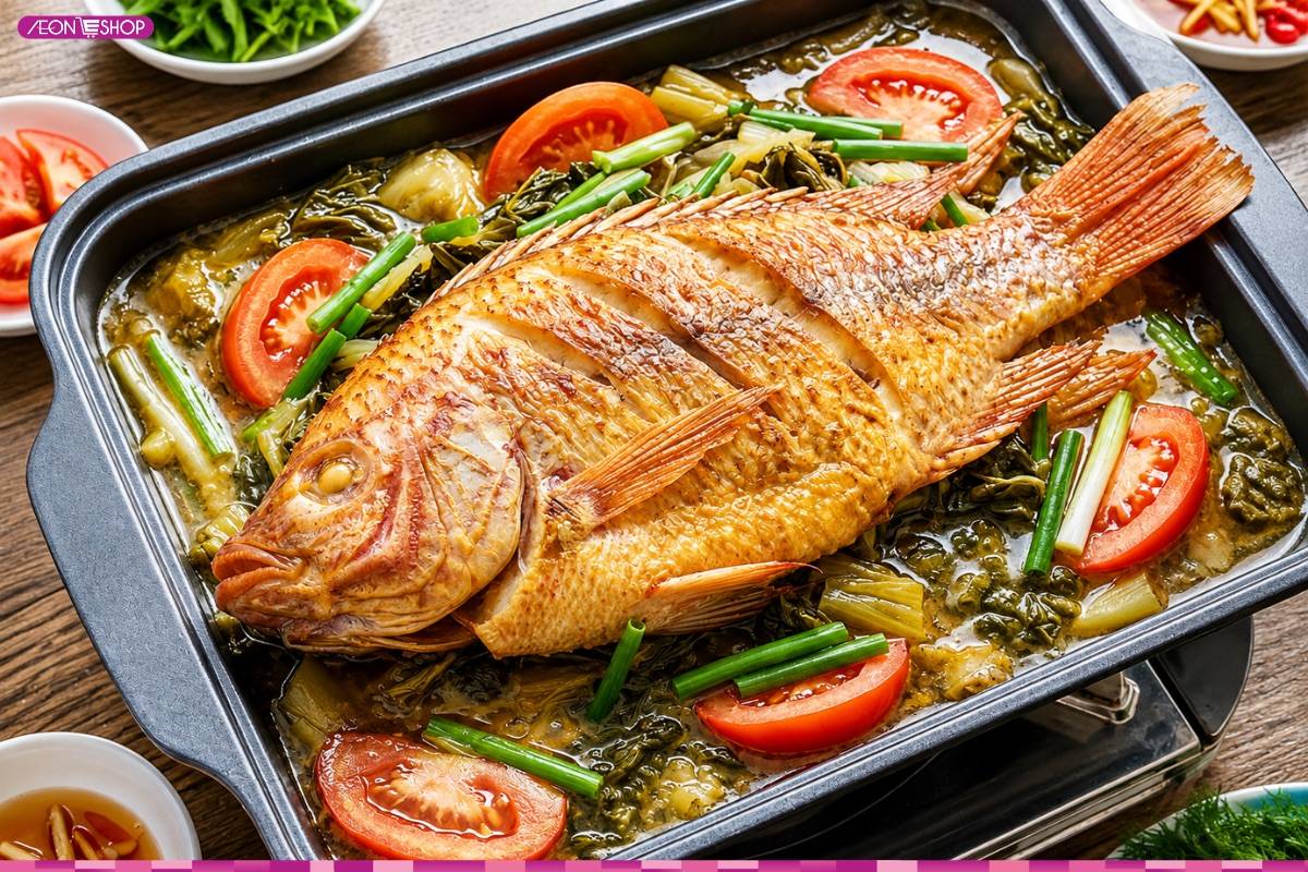 Món cá diêu hồng om dưa thơm ngon