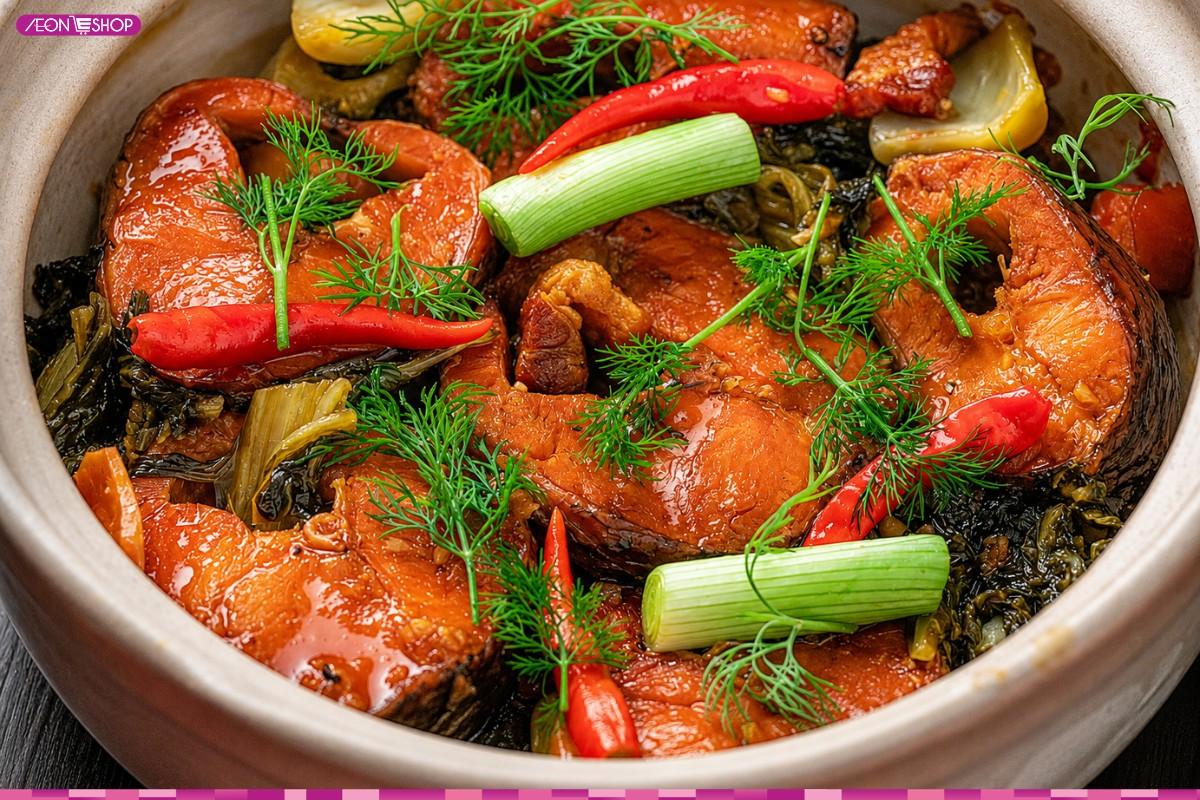 Cá tầm kho cải chua