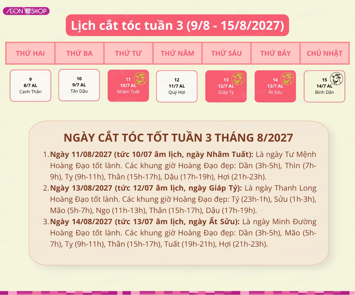 Lịch cắt tóc tuần 2 tháng 8/2027Lịch cắt tóc tuần 3 tháng 8/2027
