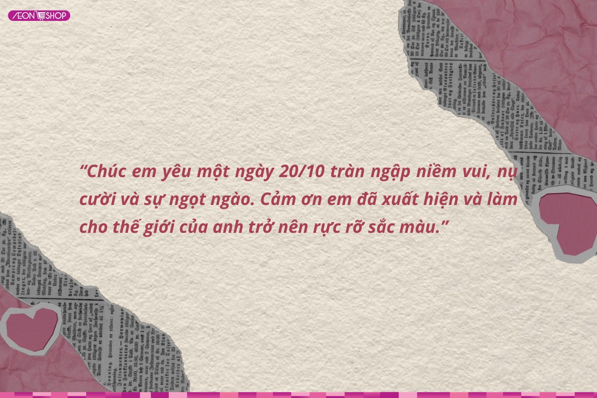 Lời chúc 20/10 siêu ngọt ngào cho người yêu và bạn gái