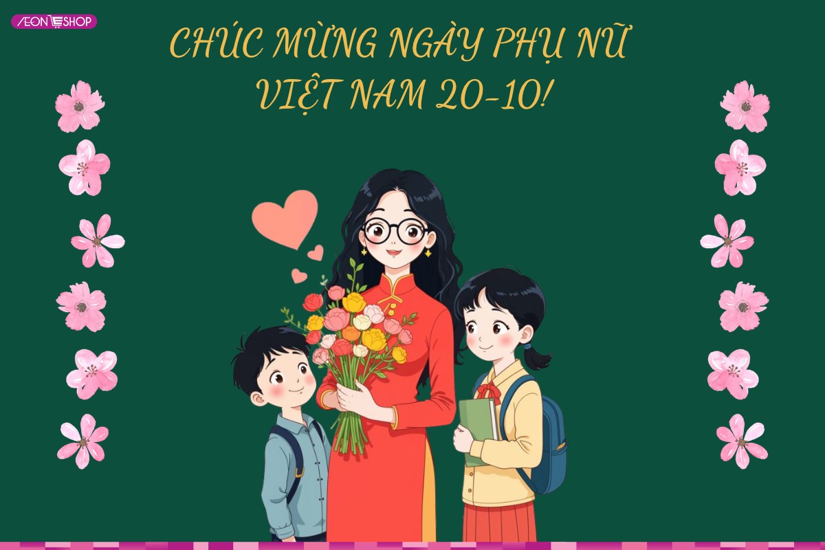 Trang trí bảng lớp 20/10 bằng hình ảnh phụ nữ Việt Nam mẫu 8